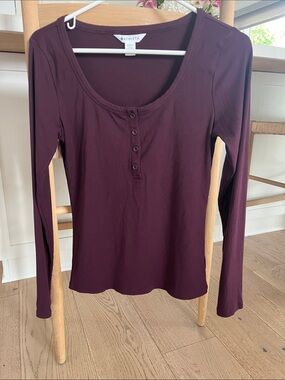 Athleta Long-Sleeve Henley Top in Plum